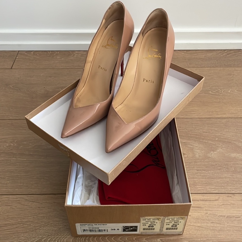 Christian Louboutin- Completa 100 Patient Nude High Heels